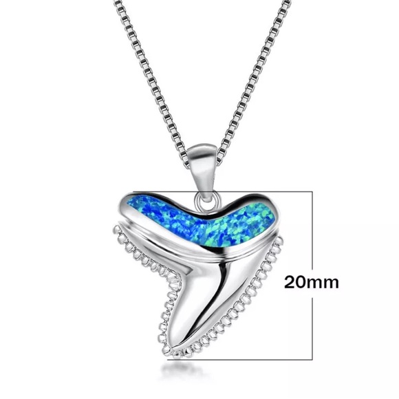 White Simulated Opal Turtle Crocodile Tooth Shape Pendant Silver Necklace - Picture 5 of 6